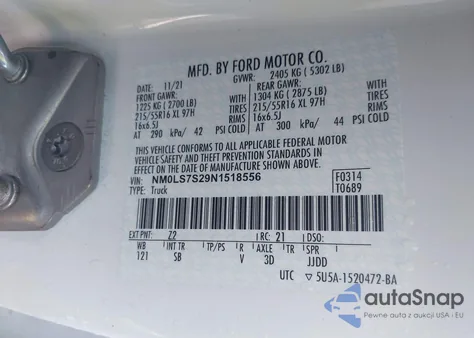 2022 Ford Transit Connect Xl from USA, damaged, VIN NM0LS7S29N1518556